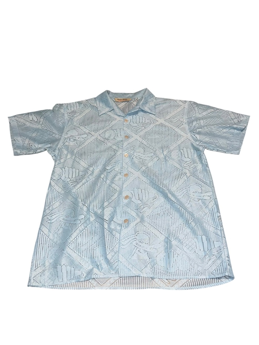 VTG Y2K Hip Hop History Mesh Button Up Shirt Short Sleeve Streetwear XL